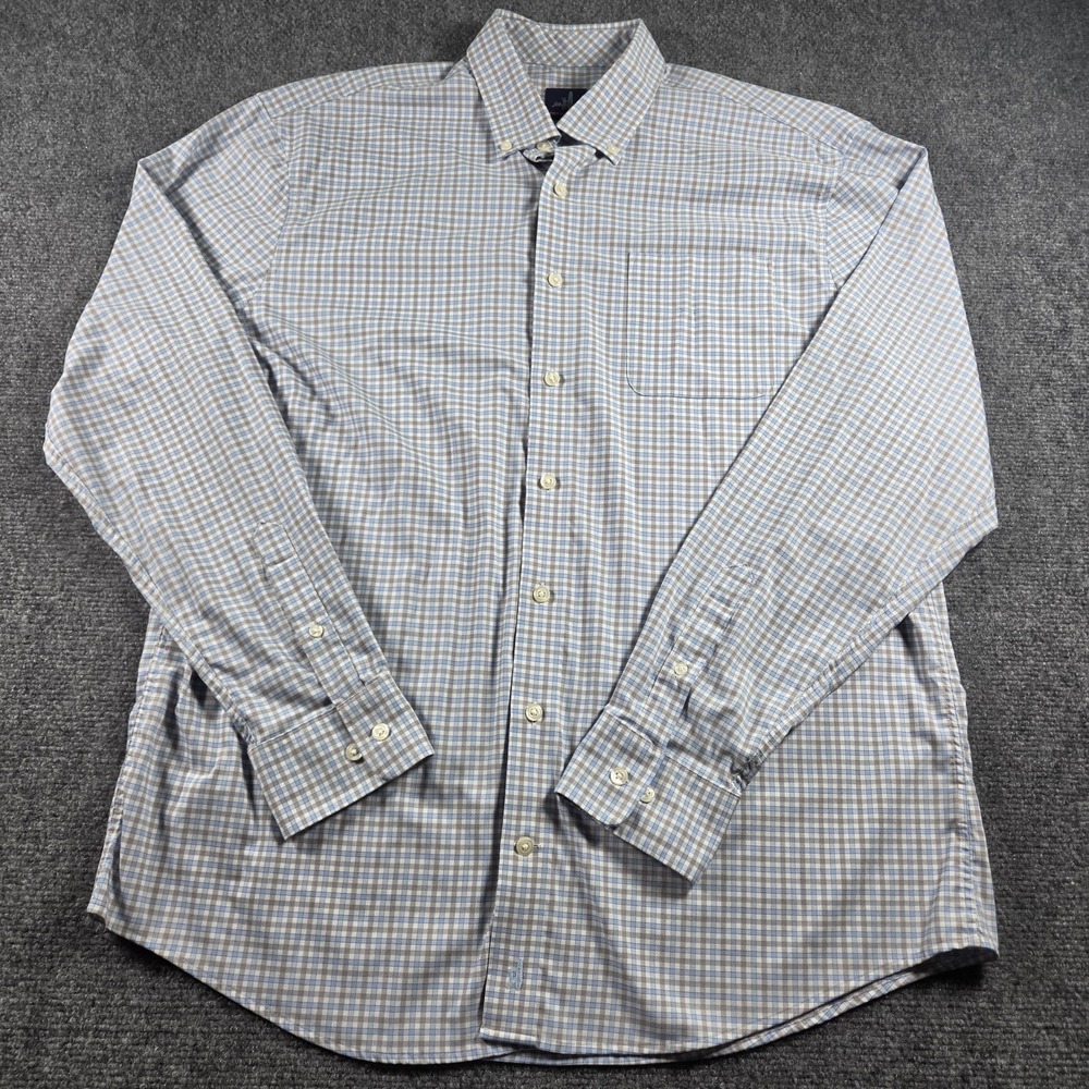 Johnnie-O Prep-Formance Shirt Men's Large Gingham Performance Stretch Button Up